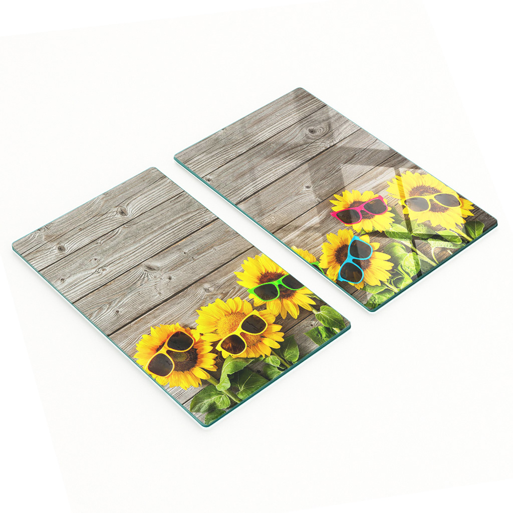 Multifunktionale, Dekorative Küchenplatten Aus Gehärtetem Stahlblech, Sonnenblumenmotiv, 2 X 30 X 52 Cm