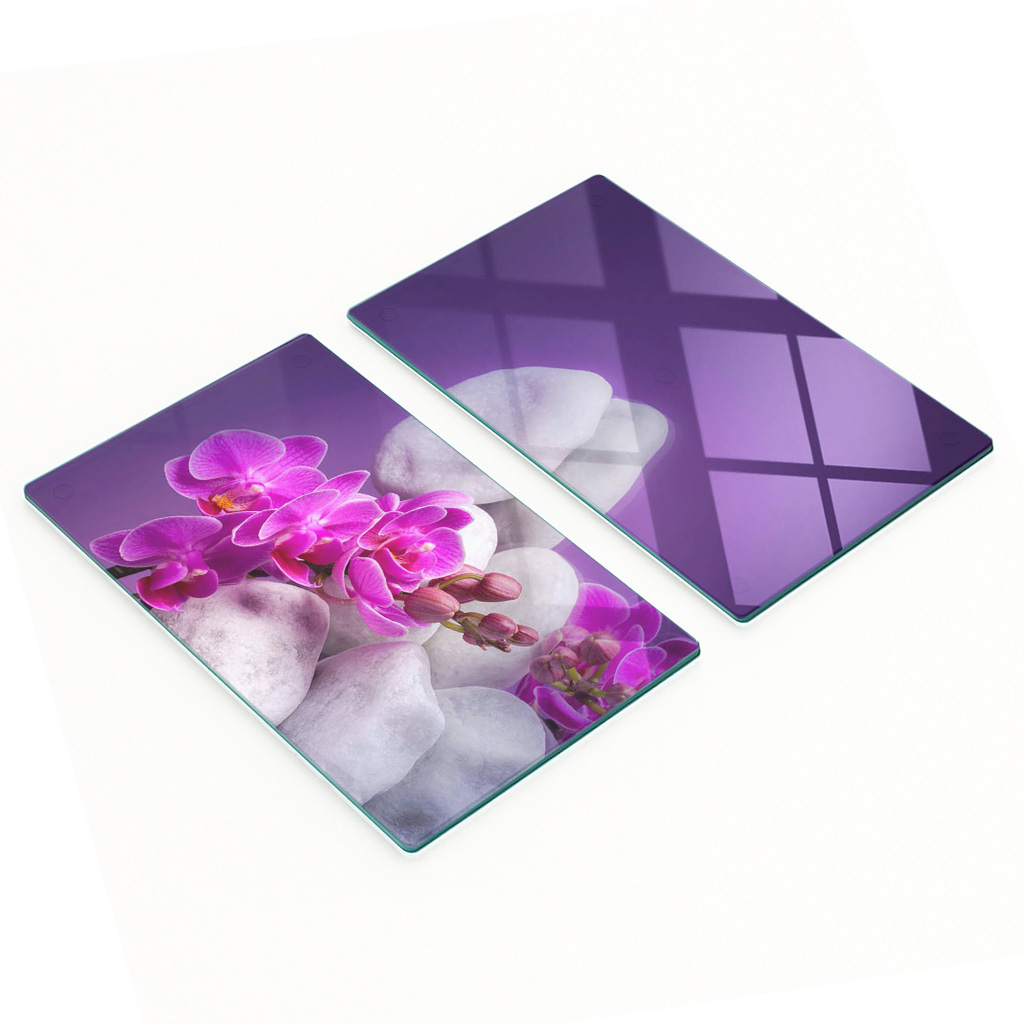 Multifunktionale Dekorative Glasplatten Mit Orchideenmuster, 2 X 30 X 52 Cm