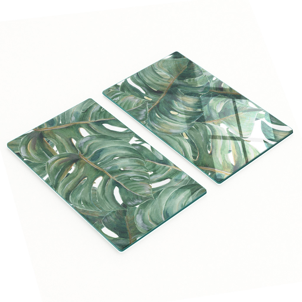Multifunktionale, Dekorative Küchenplatten Aus Gehärtetem Stahl, Monstera-motiv, 2 X 30 X 52 Cm