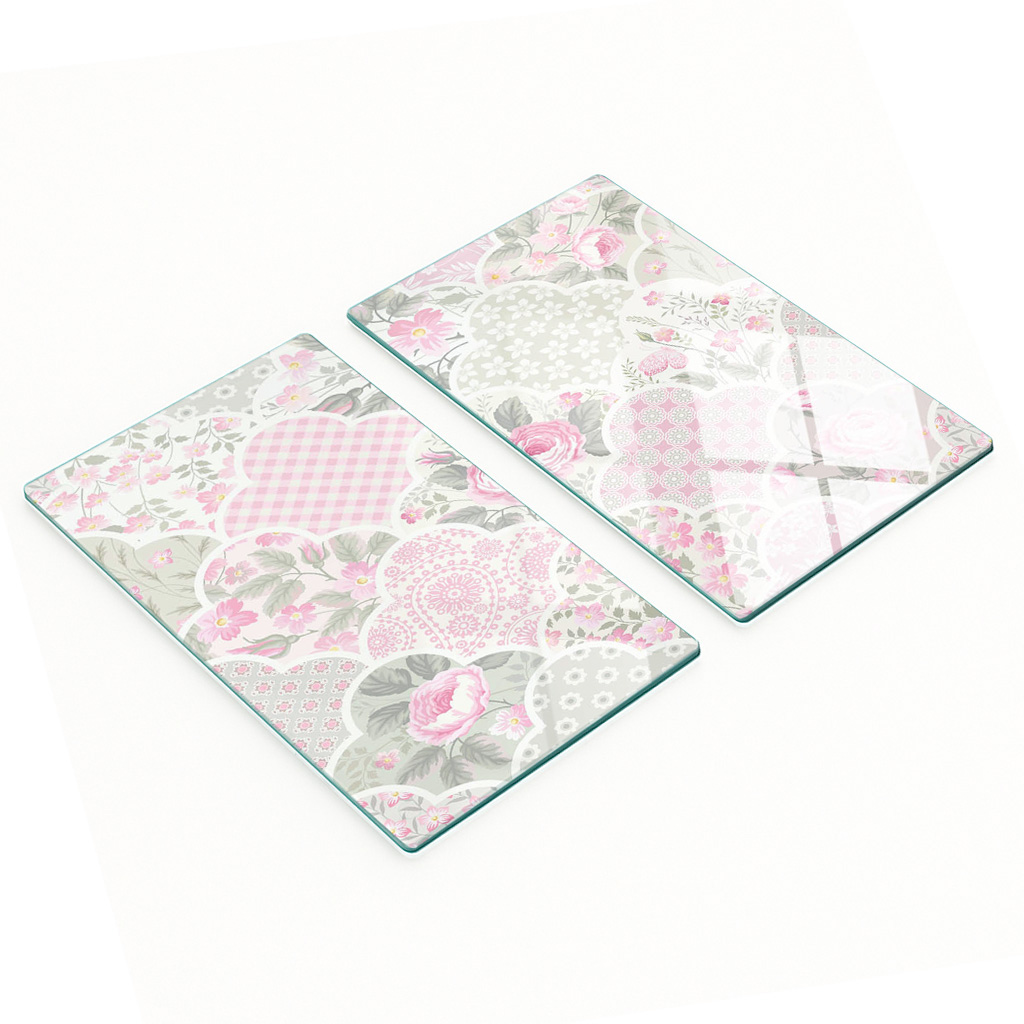 Multifunktionale, Dekorative Glasplatten Für Die Küche Mit Rosen- Und Ornamentmotiven, 2 X 30 X 52 Cm