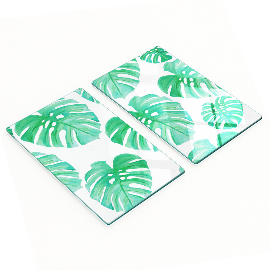 Multifunktionale, Dekorative Glasplatten Für Die Küche, Monstera-motiv, 2 X 30 X 52 Cm