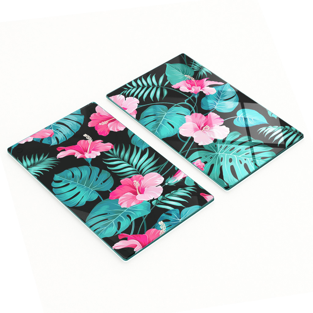 Multifunktionale Dekorative Glasplatten Mit Tropischem Blumenmuster, 2 X 30 X 52 Cm