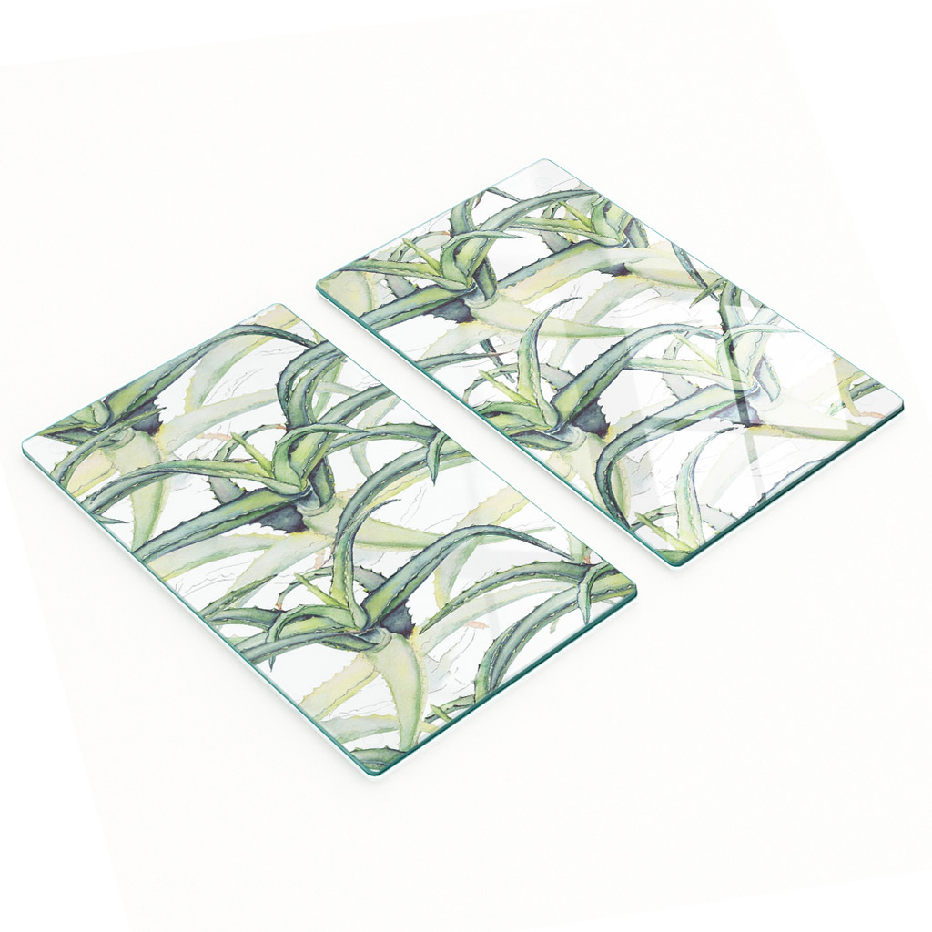 Multifunktionale Dekorative Glasplatten Mit Aloe-print, 2 X 30 X 52 Cm