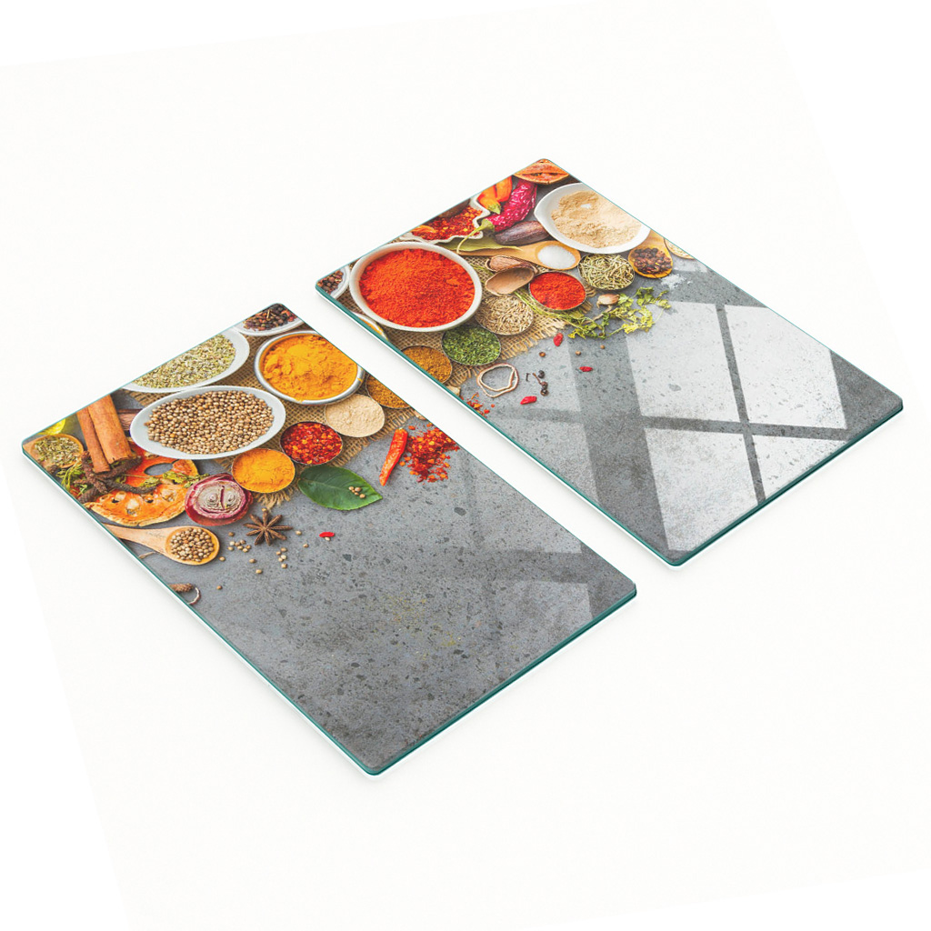 Robuste Und Stilvolle Glasbretter Mit Gewürzmuster, 2 X 30 X 52 Cm