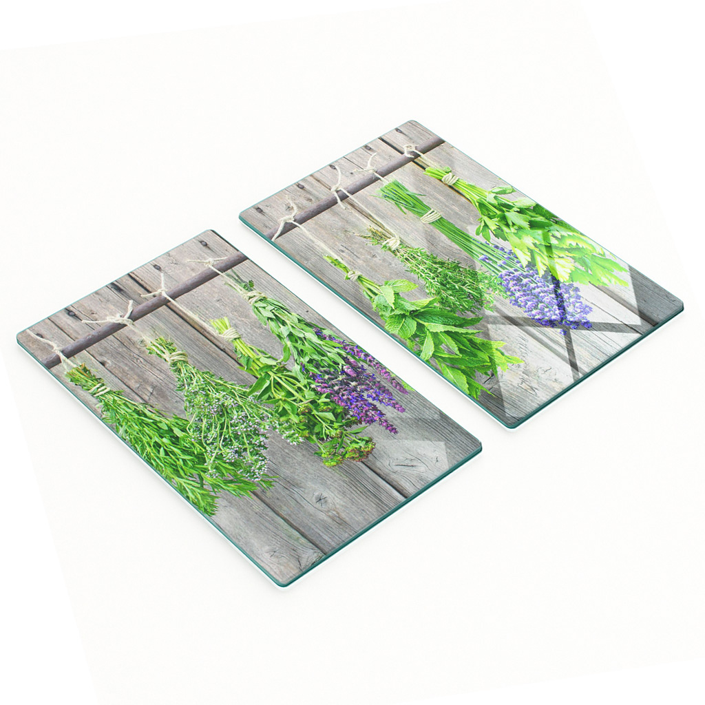 Stilvolle Und Robuste Glasplatten Mit Kräutermuster, 2 X 30 X 52 Cm