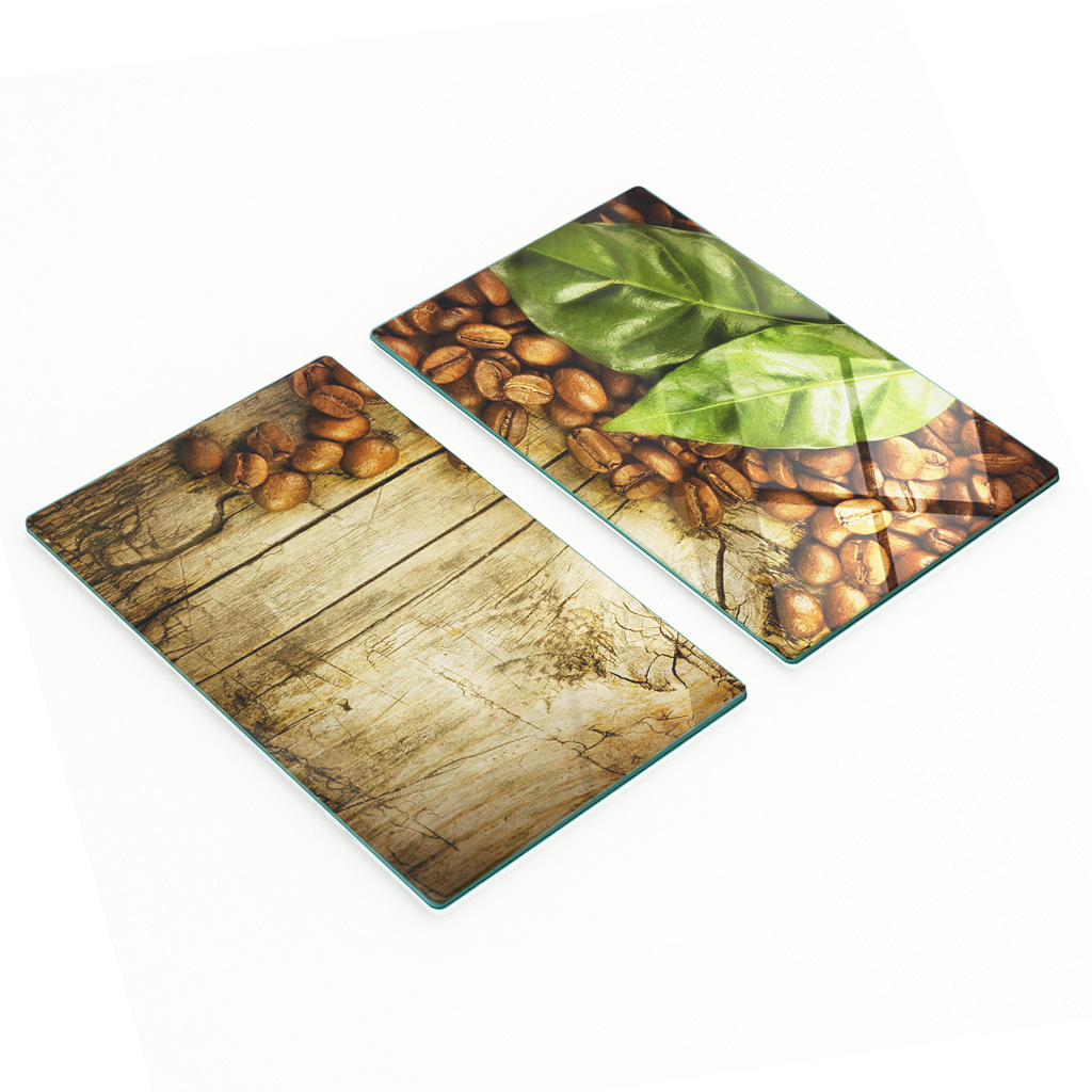 Stilvolle Und Robuste Glasplatten Mit Lorbeerblatt-print, 2 X 30 X 52 Cm