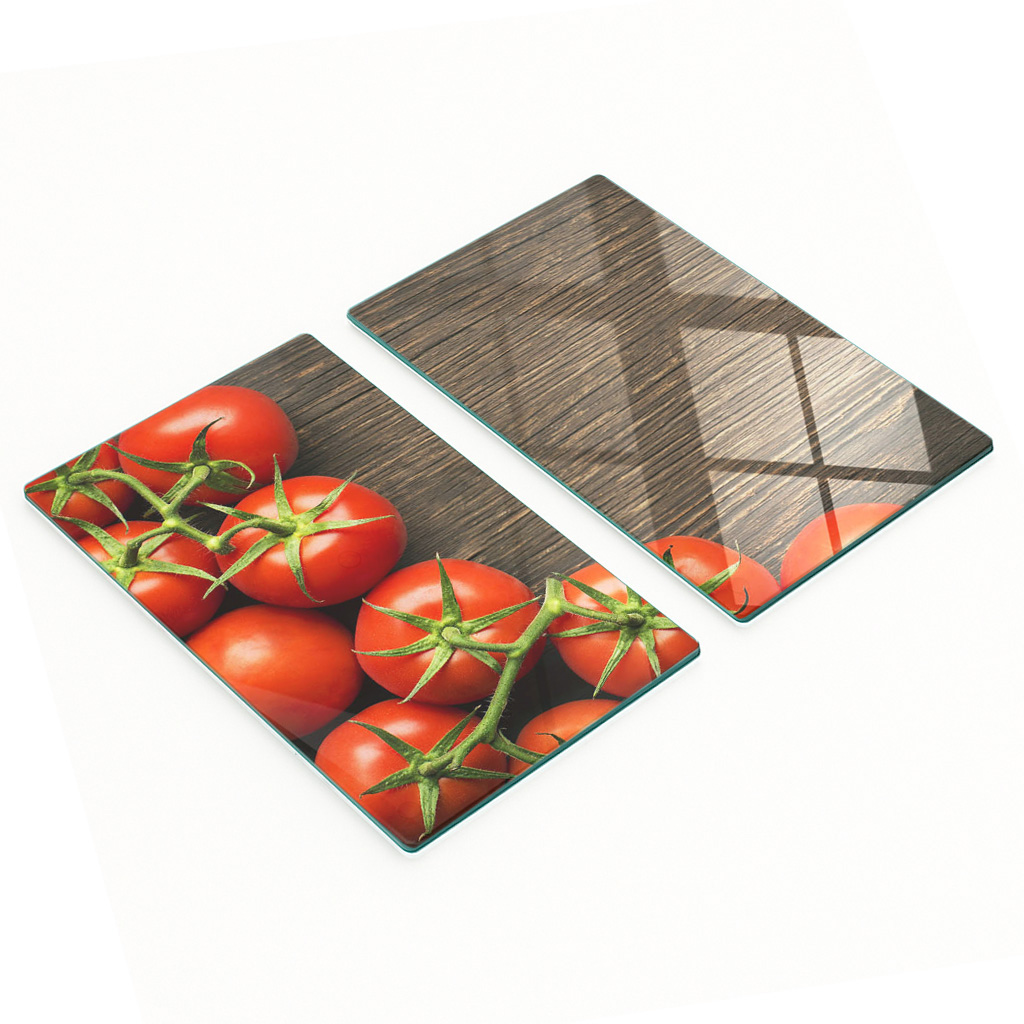 Robuste Und Stilvolle Glasplatten Mit Tomatenmuster Auf Holz, 2 X 30 X 52 Cm