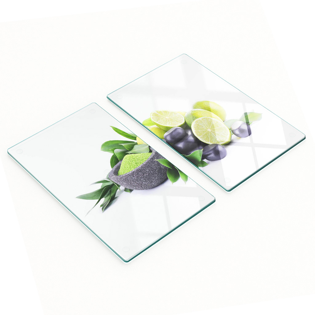 Robuste Und Stilvolle Glasplatten Mit Kalk- Und Steinmuster, 2 X 30 X 52 Cm