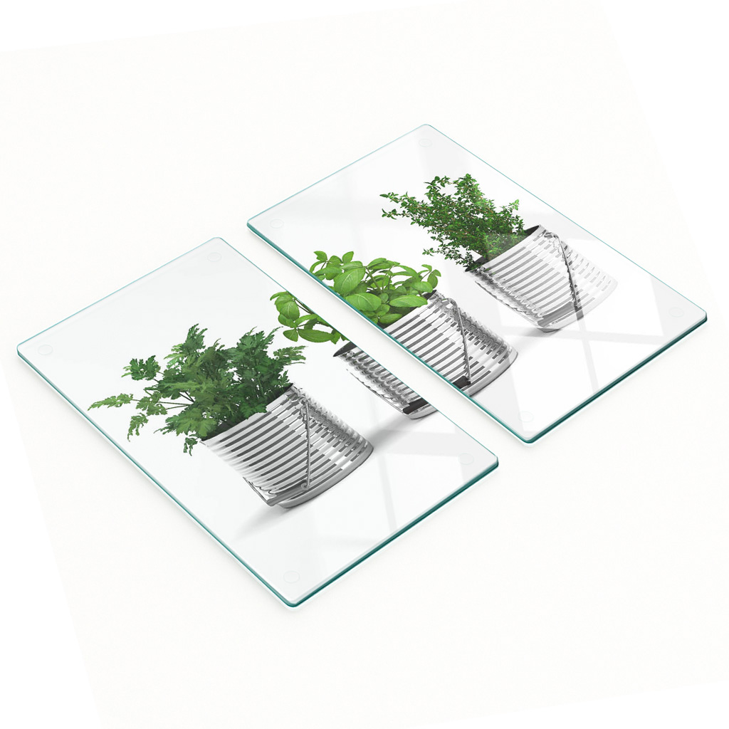 Stilvolle Und Robuste Glasplatten Mit Duftpflanzenmotiv, 2 X 30 X 52 Cm