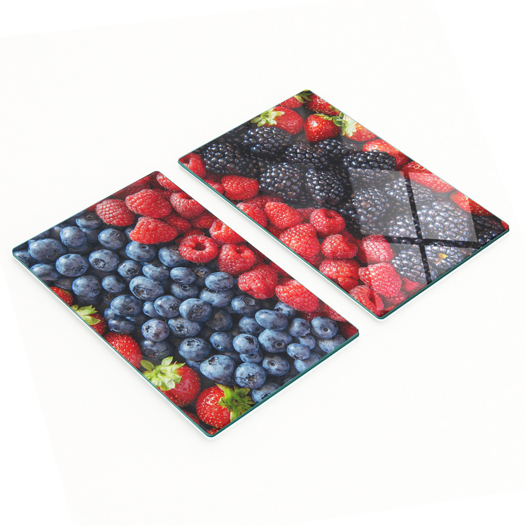 Dekorative, Multifunktionale Glasplatten Aus Gehärtetem Glas, Motiv: Waldfrüchte, 2 X 30 X 52 Cm