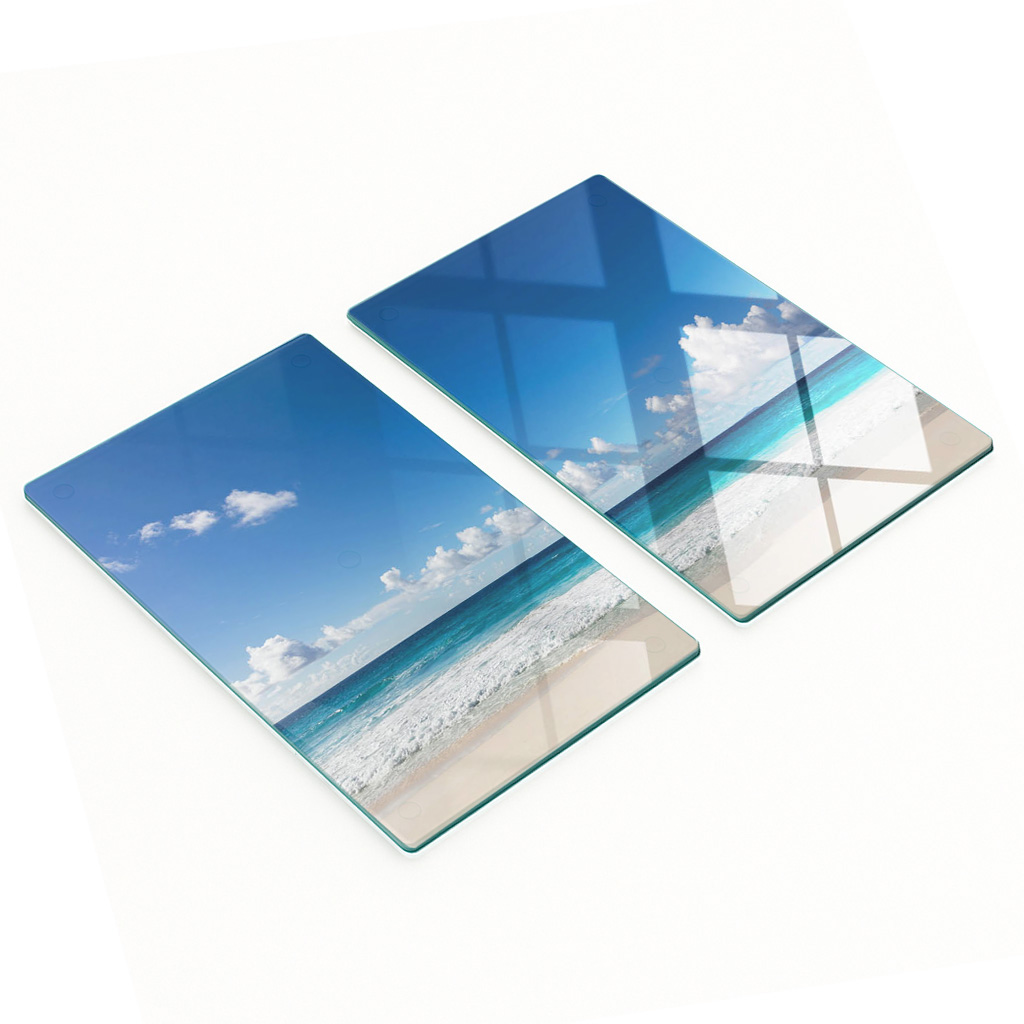 Dekorative Glas-servierbretter Für Snacks, Seychellen Strandmotiv, 2 X 30 X 52 Cm