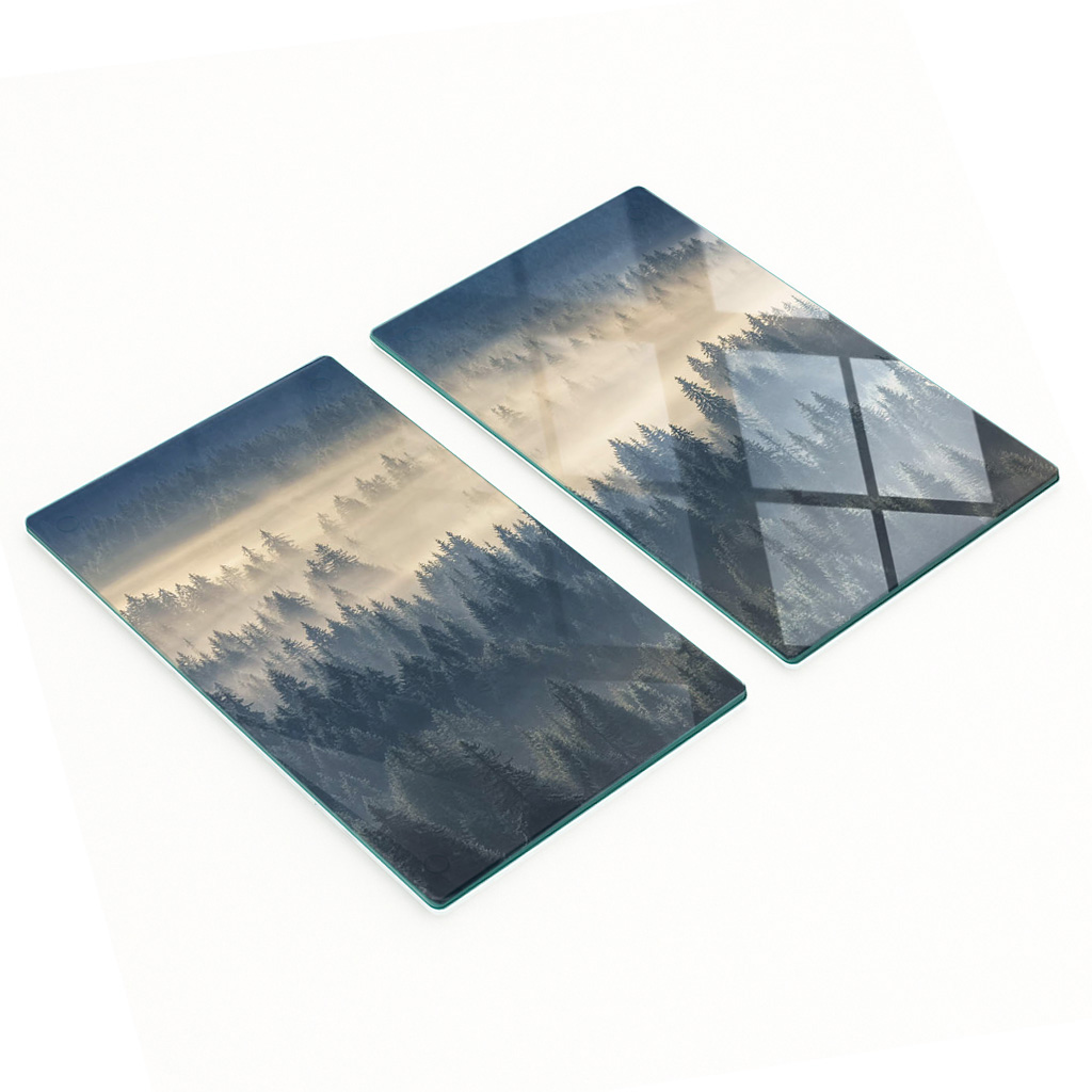Multifunktionale, Dekorative Küchenplatten Aus Gehärtetem Stahl, Modell „misty Forest“, 2 X 30 X 52 Cm