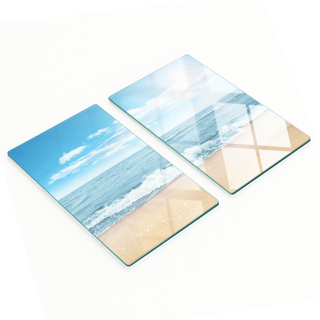 Multifunktionale Dekorative Glasplatten Mit Strandmotiv, 2 X 30 X 52 Cm