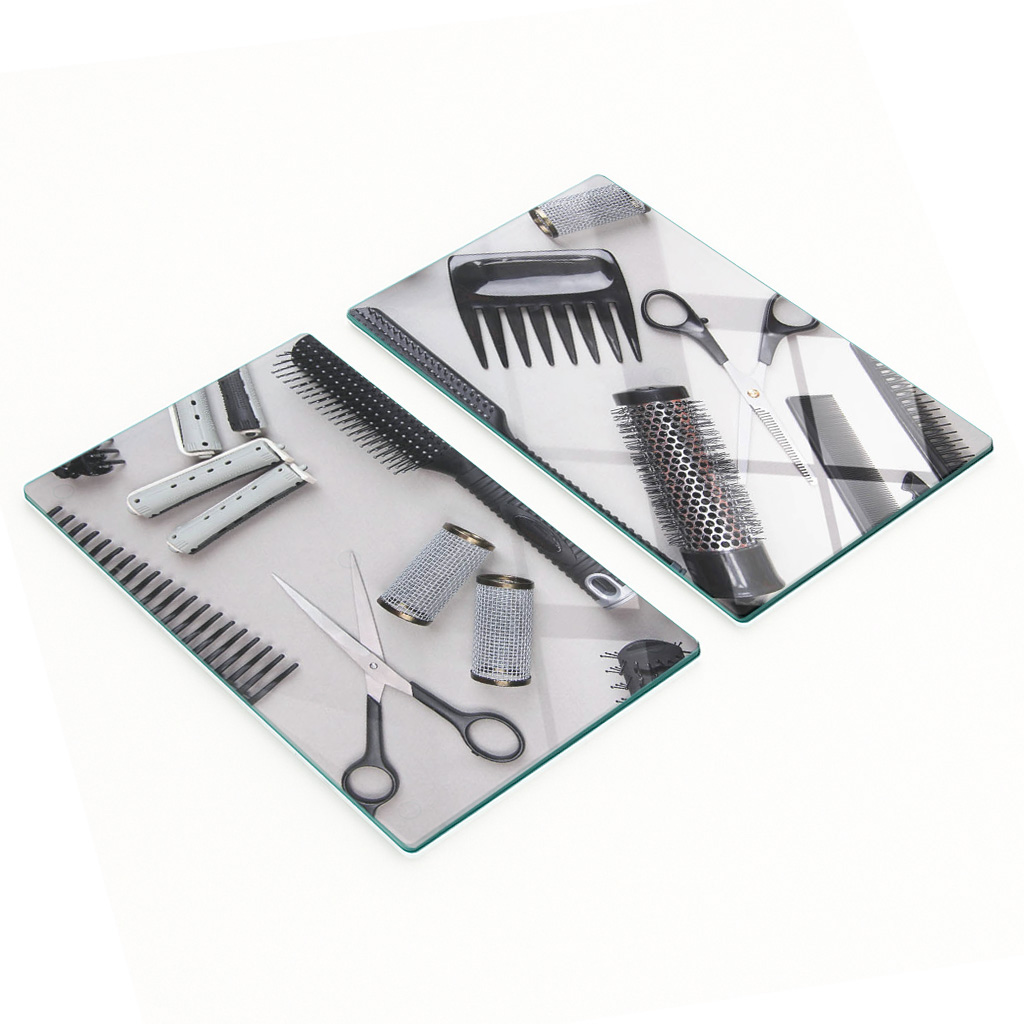 Robuste Und Stilvolle Glasplatten Mit Muster Für Friseurwerkzeuge, 2 X 30 X 52 Cm