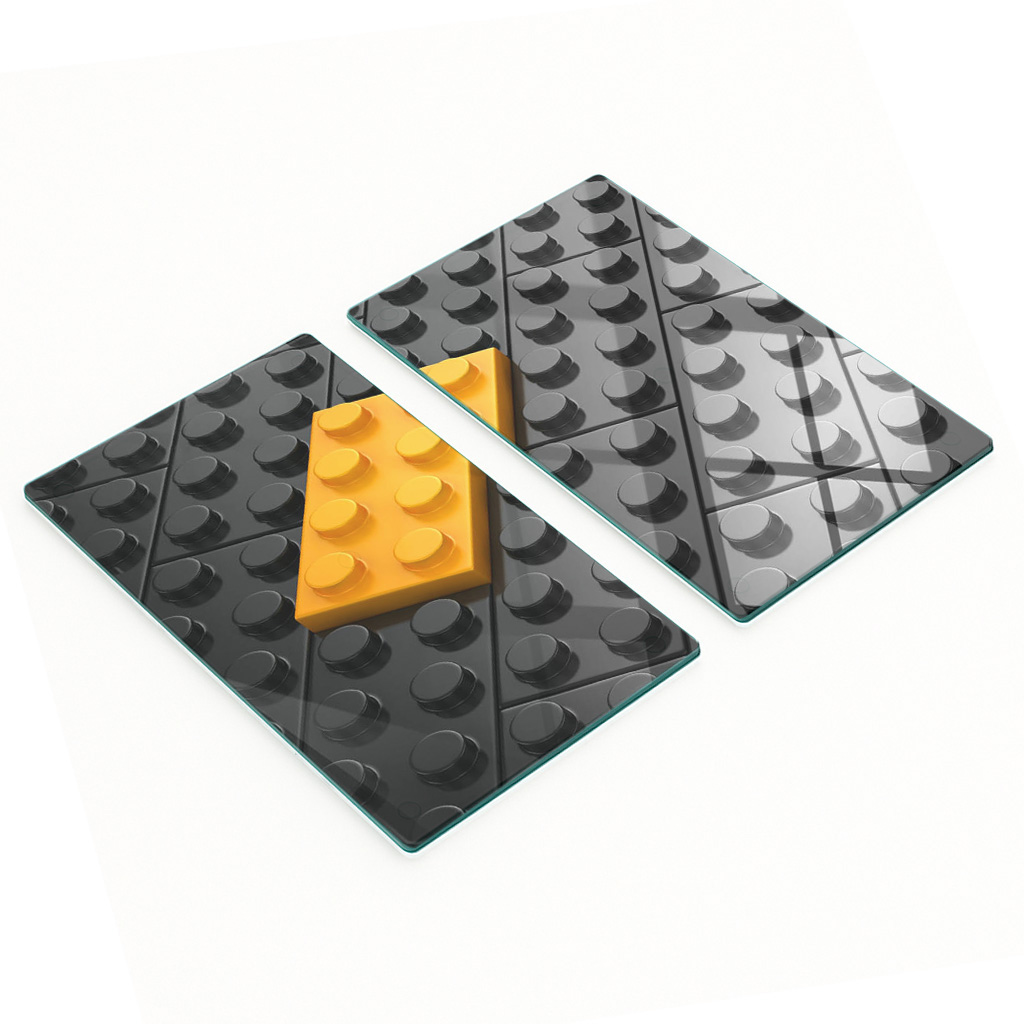 Küchenservierbretter Aus Glas Mit Legostein-motiven, 2 X 30 X 52 Cm