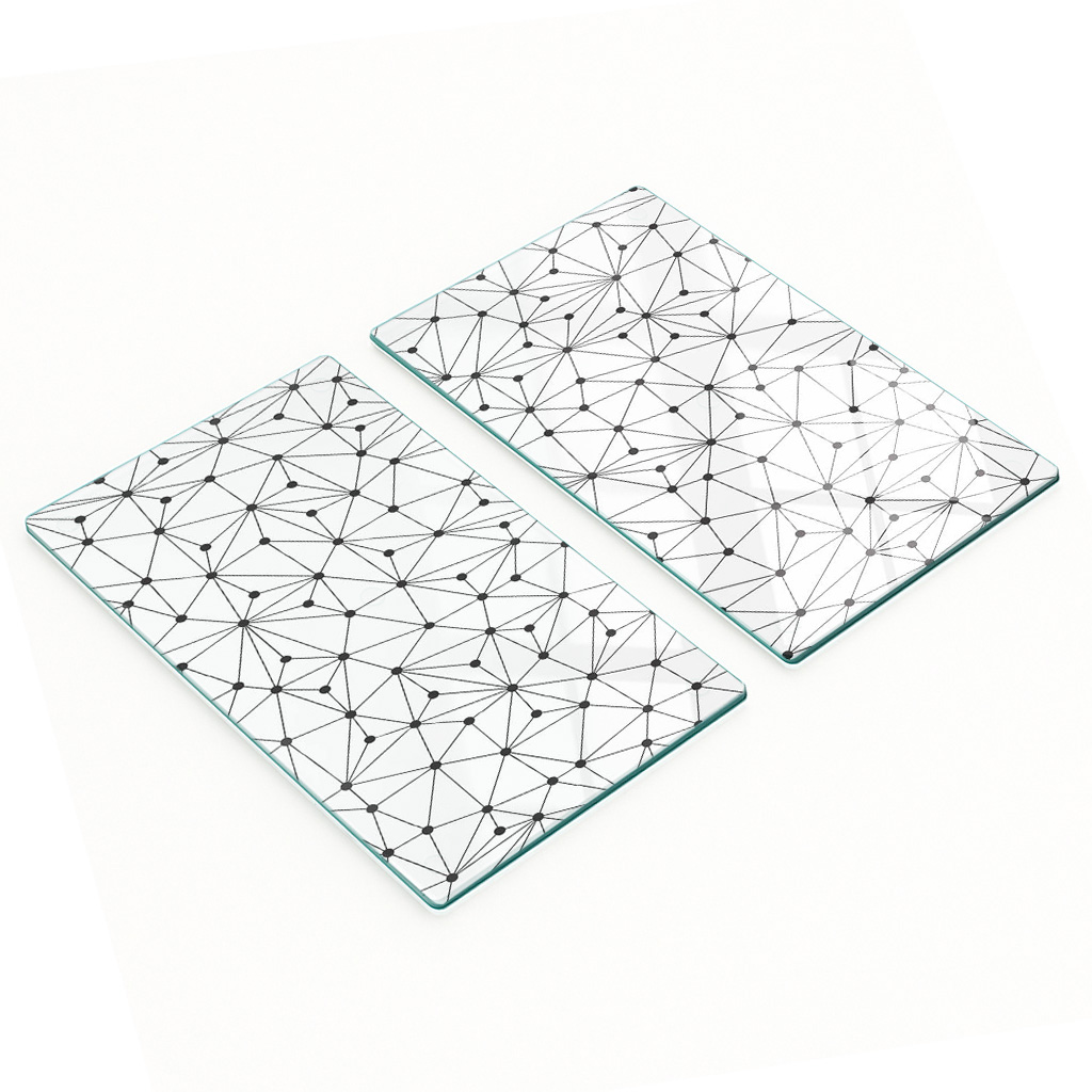 Dekorative Glas-küchenschneidebretter Mit Linien- Und Kreismuster, 2 X 30 X 52 Cm
