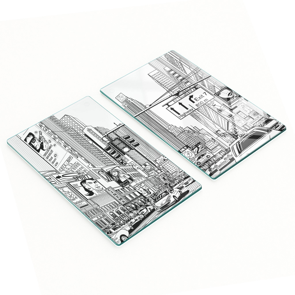 Robuste Und Stilvolle Glasplatten Mit New Yorker Straßenmuster, 2 X 30 X 52 Cm