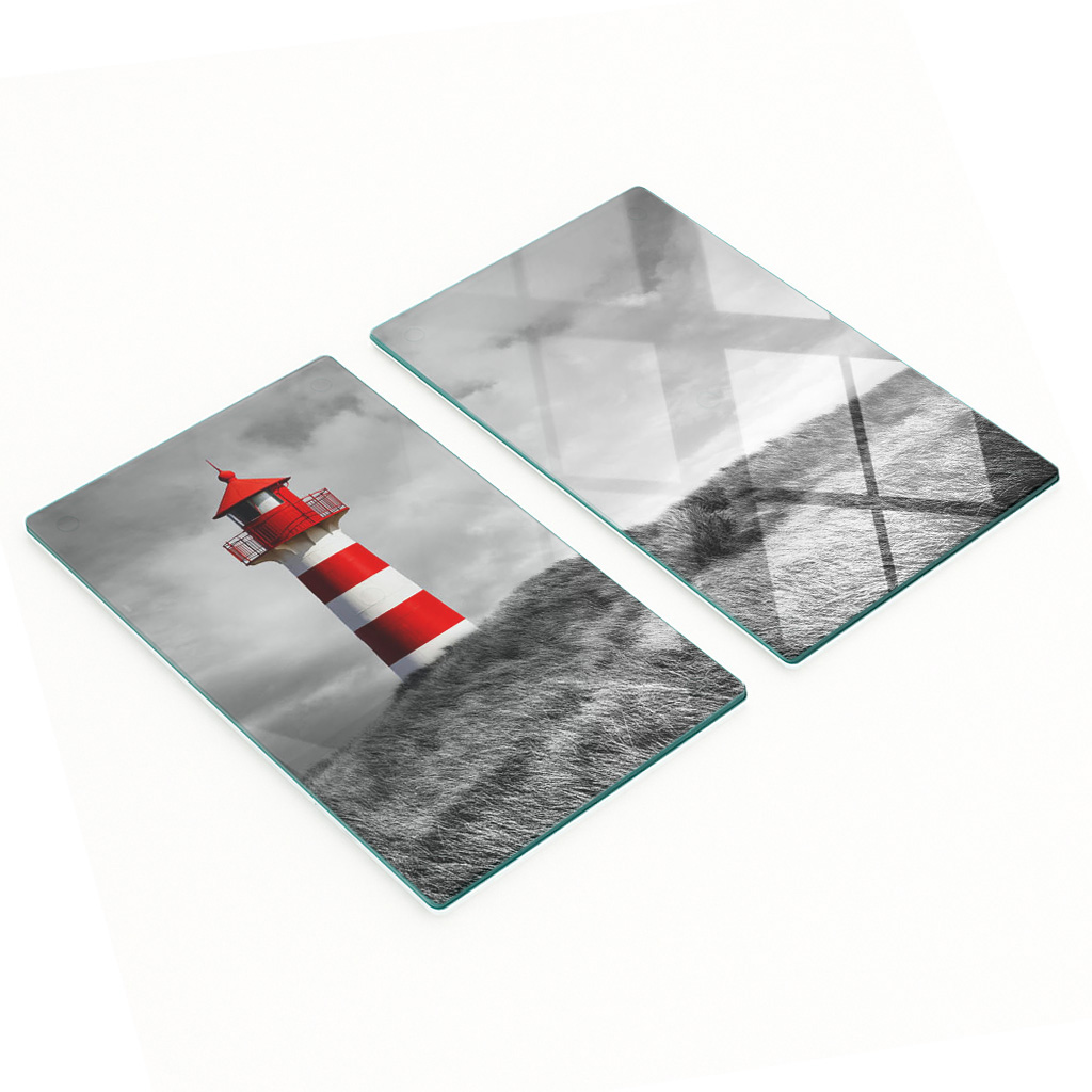Stilvolle Und Robuste Glasplatten Mit Leuchtturm-motiv, 2 X 30 X 52 Cm