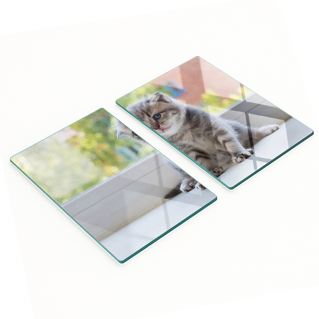 Robuste Und Stilvolle Glasplatten Mit Muster, Kleines Katzenfenster, 2 X 40 X 52 Cm