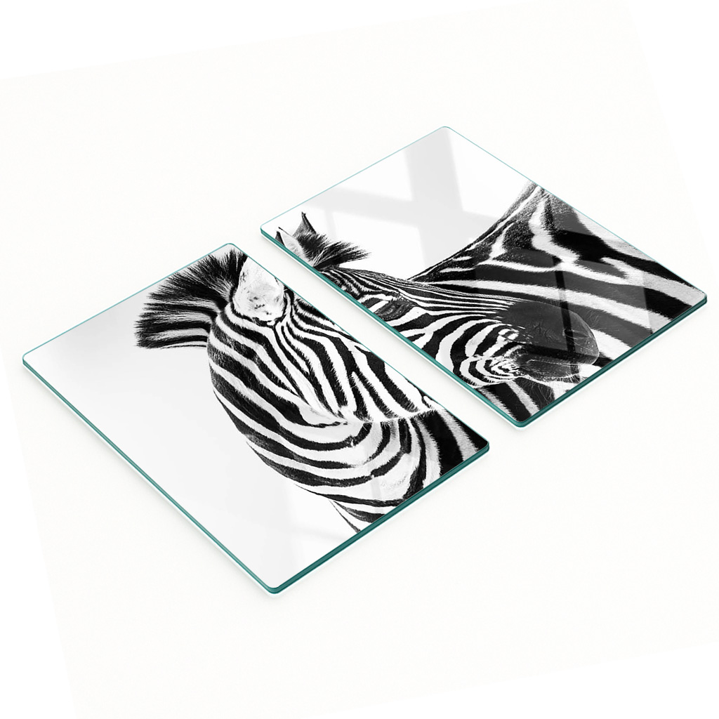 Stilvolle Und Robuste Glasplatten Mit Zebra-print In Schneeweiß, 2 X 40 X 52 Cm