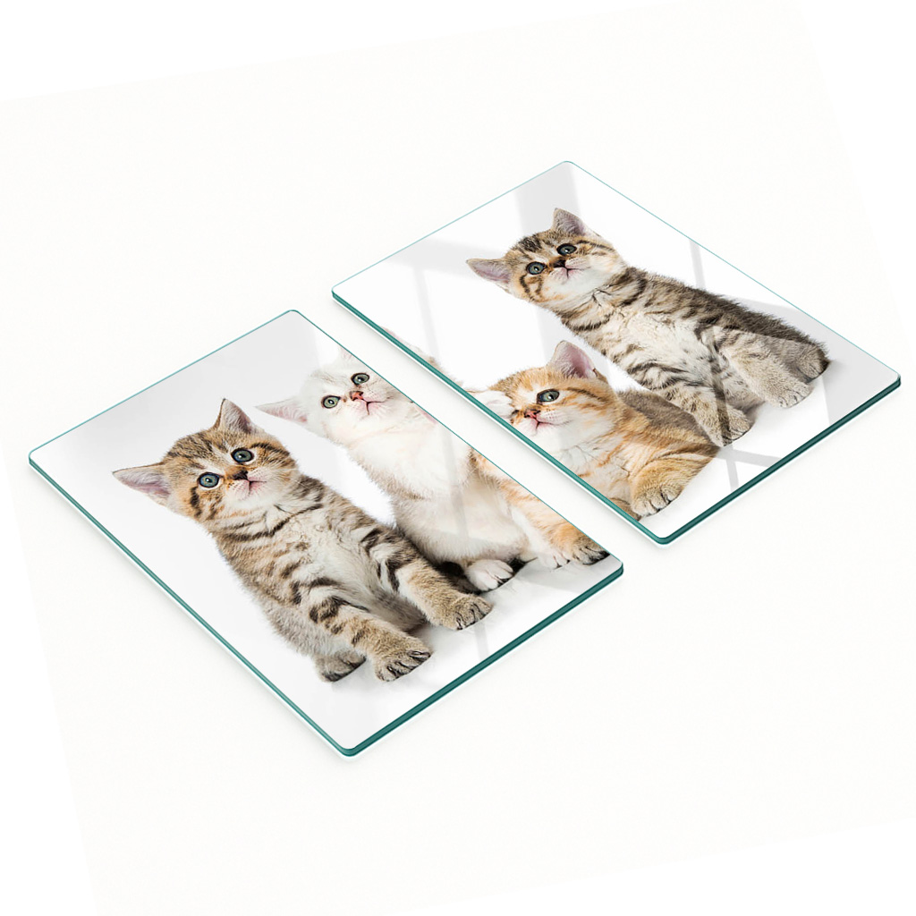 Multifunktionale Dekorative Glasplatten Mit Aufgedruckten Kleinen Katzen, 2 X 40 X 52 Cm