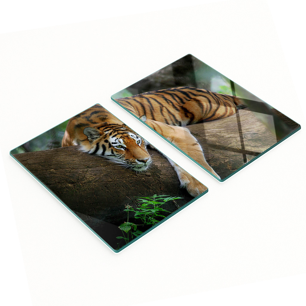 Multifunktionale Dekorative Glasplatten „tiger Auf Einem Baum“ 2 X 40 X 52 Cm