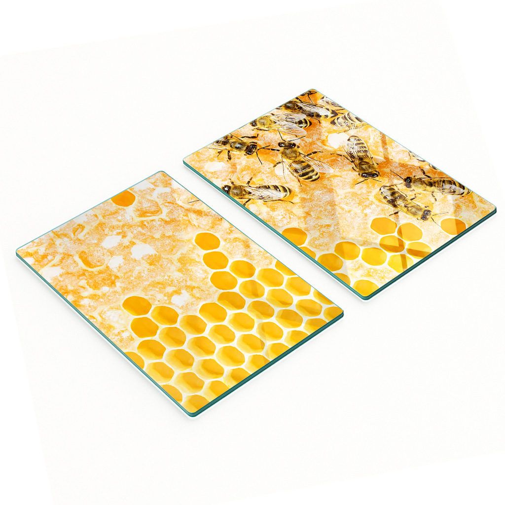 Robuste Und Stilvolle Glasplatten Mit Bienenmotiv, 2 X 40 X 52 Cm