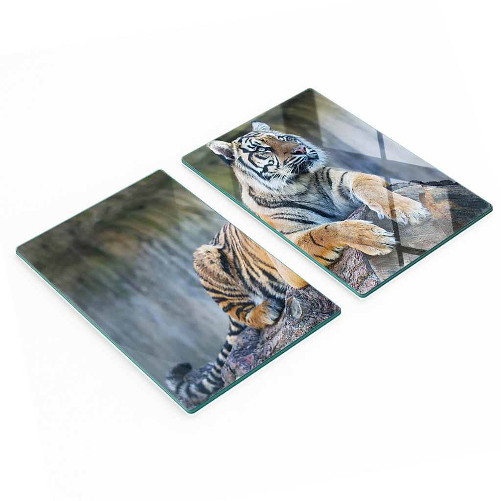 Multifunktionale Dekorative Glasplatten Mit Tigerprint, 2 X 40 X 52 Cm