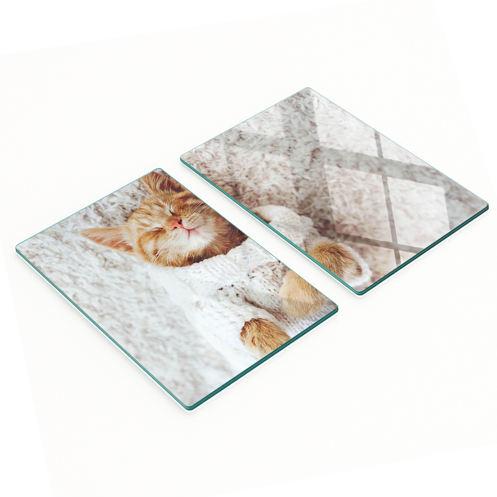 Robuste Und Stilvolle Glasplatten Mit Katzenpullover-muster, 2 X 40 X 52 Cm