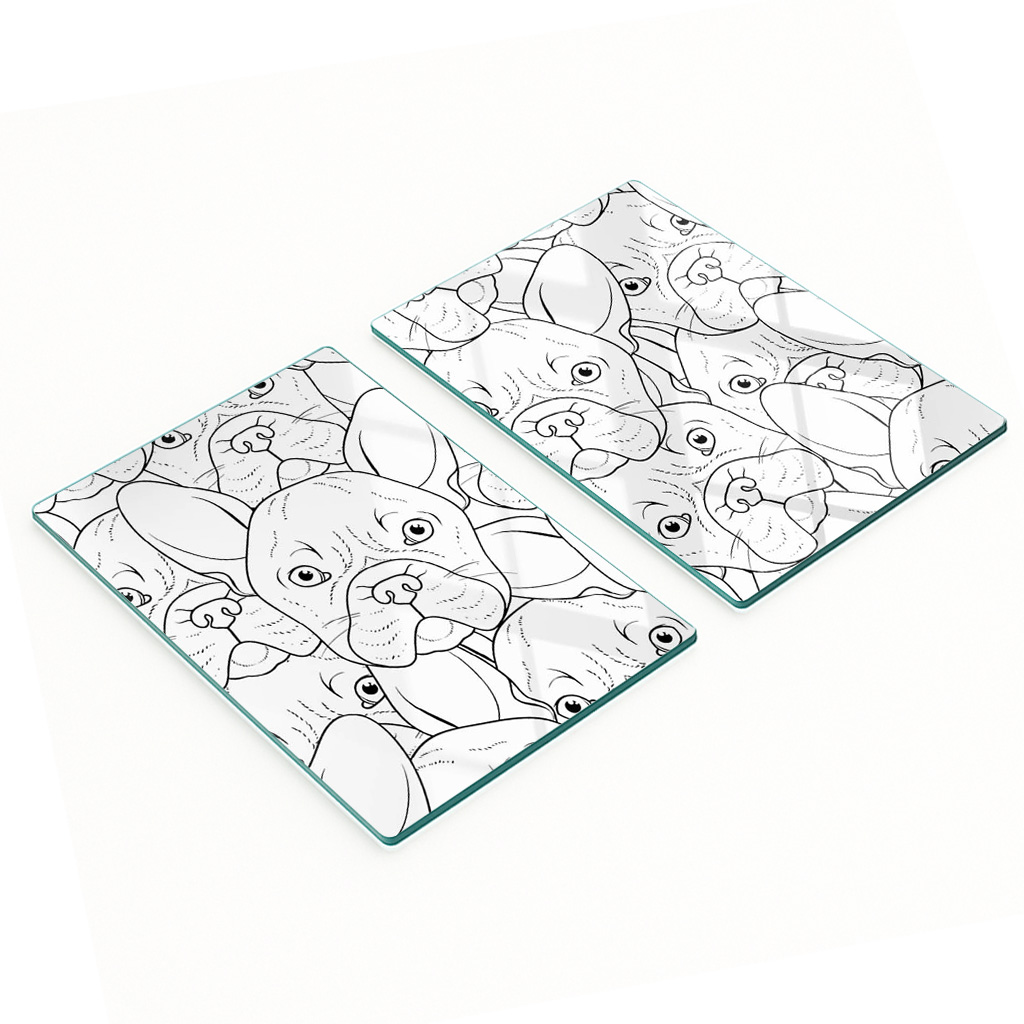 Multifunktionale Dekorative Glasplatten Mit Bulldoggenmotiv, 2 X 40 X 52 Cm