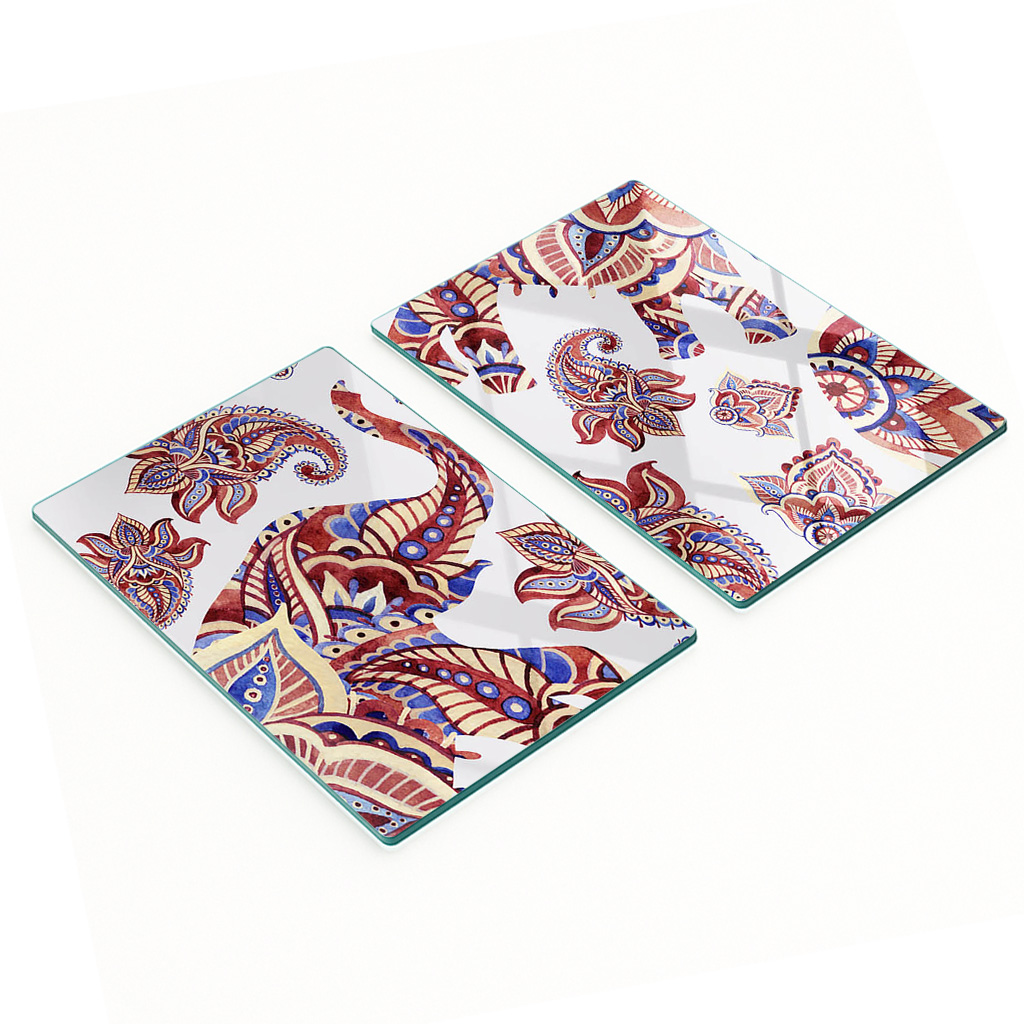 Elegante Glasplatten, 2 Stück, Elefantenförmige Dekorationen, 2 X 40 X 52 Cm