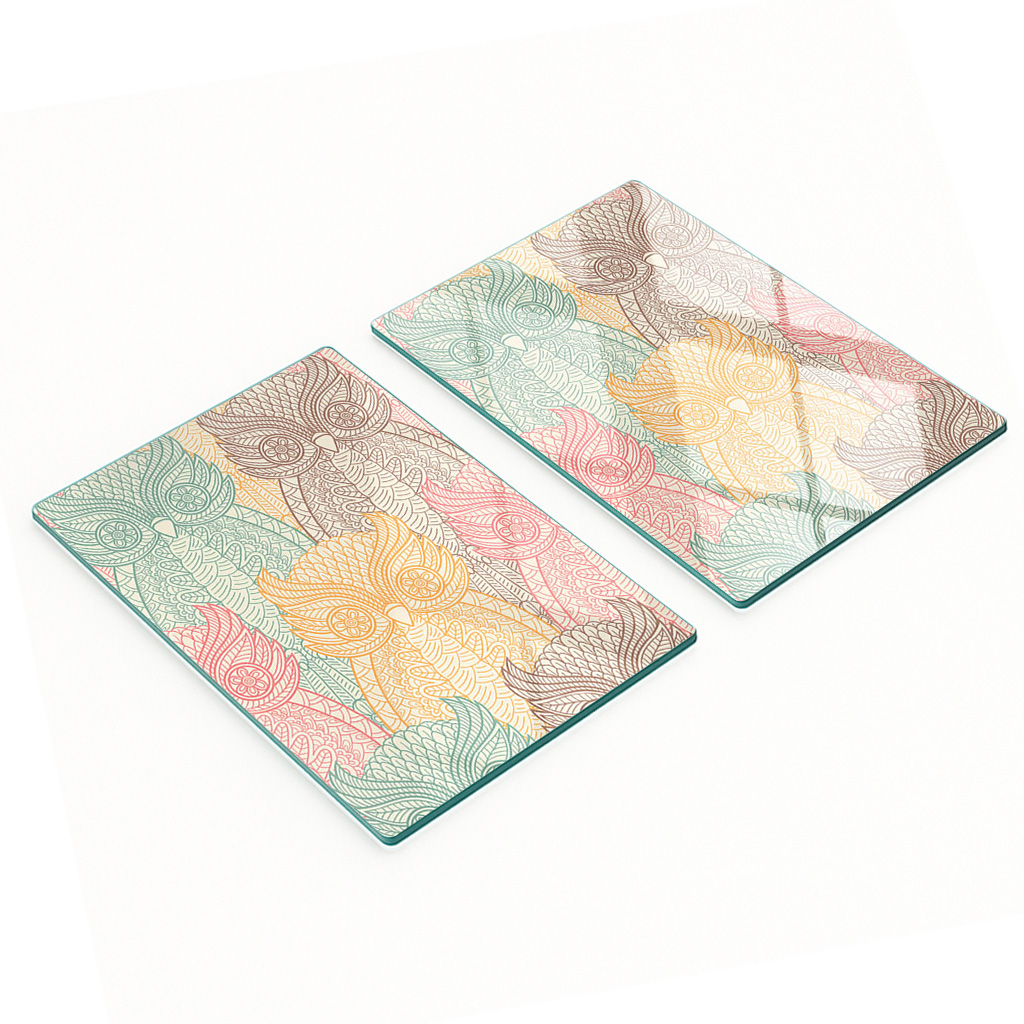 Multifunktionale Küchen-dekorationsplatten Aus Gehärtetem Glas, Eulenmotiv, 2 X 40 X 52 Cm