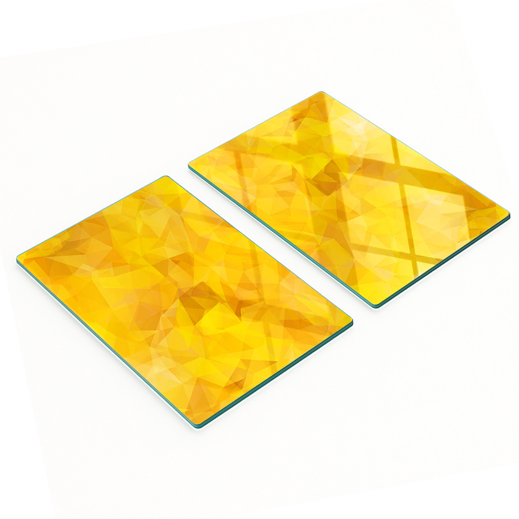 Robuste Und Stilvolle Glasplatten Mit Abstraktem Dreiecksmuster, 2 X 40 X 52 Cm