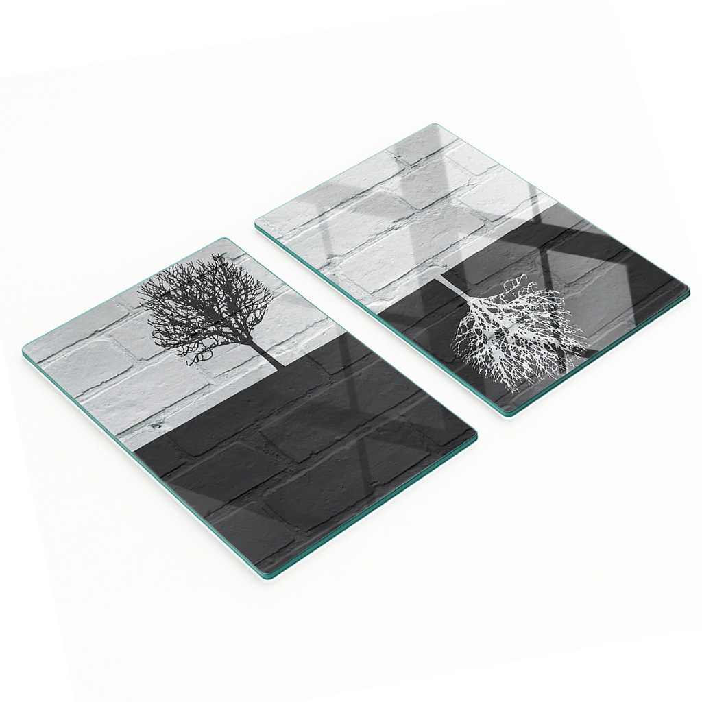 Robuste Und Stilvolle Küchenarbeitsplatten Aus Glas Mit Baumwandmuster, 2 X 40 X 52 Cm