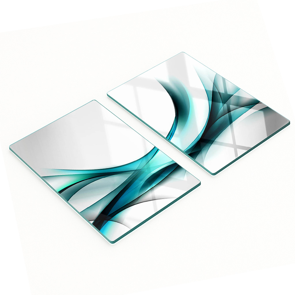 Küchenarbeitsplatten Aus Gehärtetem Glas Mit Abstraktem Wellenmuster, 2 X 40 X 52 Cm