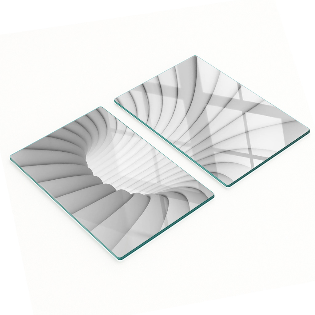 Küchenarbeitsplatten Aus Gehärtetem Glas Mit Abstraktem Tunnelmuster, 2 X 40 X 52 Cm