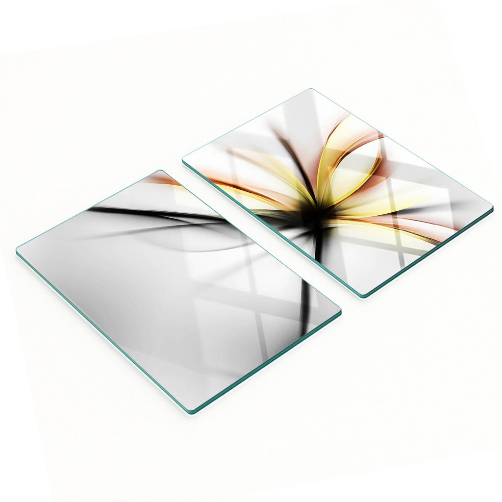 Robuste Und Stilvolle Glasplatten Mit Abstraktem Blumenmuster, 2 X 40 X 52 Cm