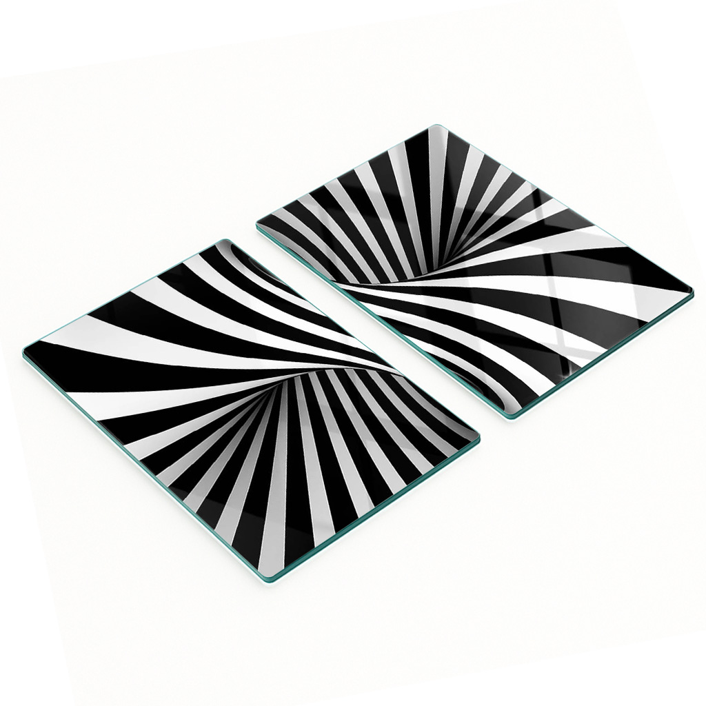Robuste Und Stilvolle Glasplatten Mit Abstraktem Wirbelmuster, 2 X 40 X 52 Cm