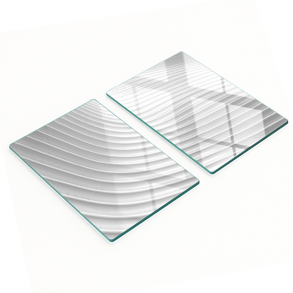 Stilvolle Und Robuste Glasplatten Mit Abstraktem Linienmuster, 2 X 40 X 52 Cm