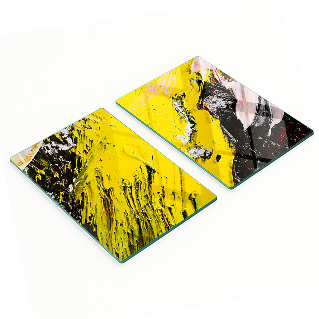 Robuste Und Stilvolle Glasplatten Mit Abstraktem Strukturmuster, 2 X 40 X 52 Cm