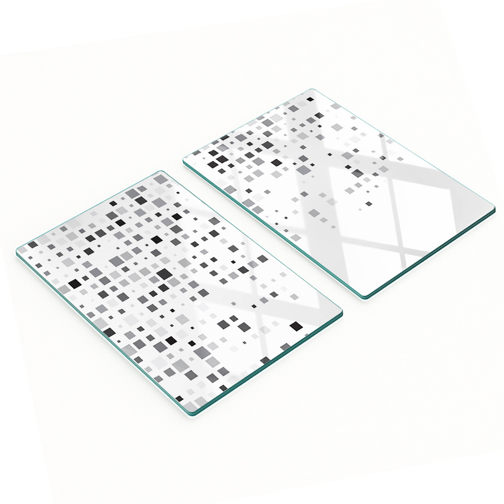 Robuste Und Stilvolle Glasplatten Mit Abstraktem Quadratmuster, 2 X 40 X 52 Cm