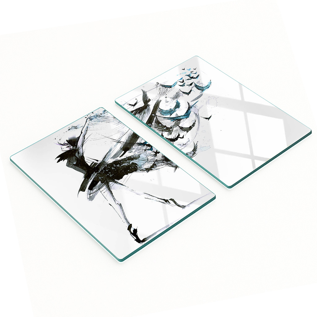Dekorative Servierbretter Aus Glas, Modell Ballerina, 2 X 40 X 52 Cm