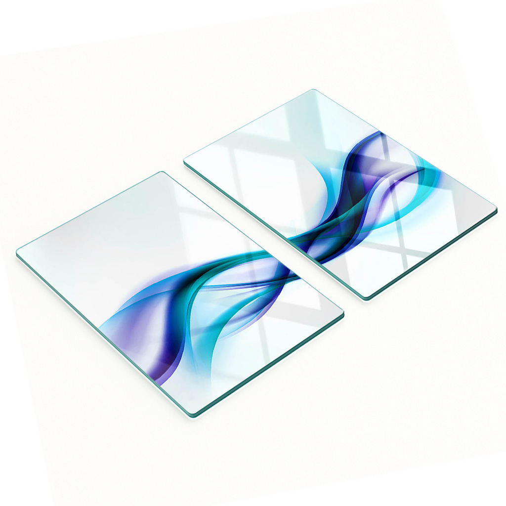 Robuste Und Stilvolle Glasplatten Mit Abstraktem Wellenmuster, 2 X 40 X 52 Cm