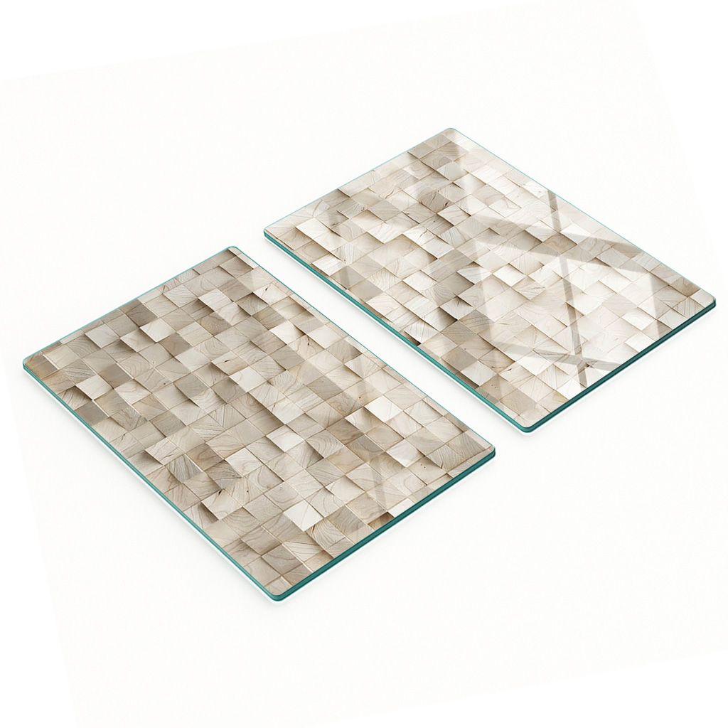 Multifunktionale Küchen-dekorationsplatten Aus Gehärtetem Glas Und Holz, 2 X 40 X 52 Cm