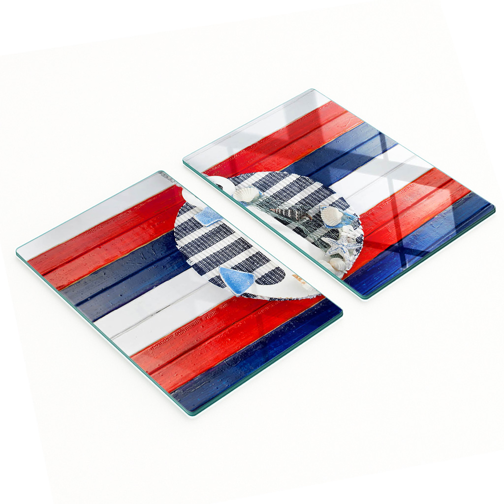 Multifunktionale Dekorative Glasplatten Mit Ankermotiv, 2 X 40 X 52 Cm