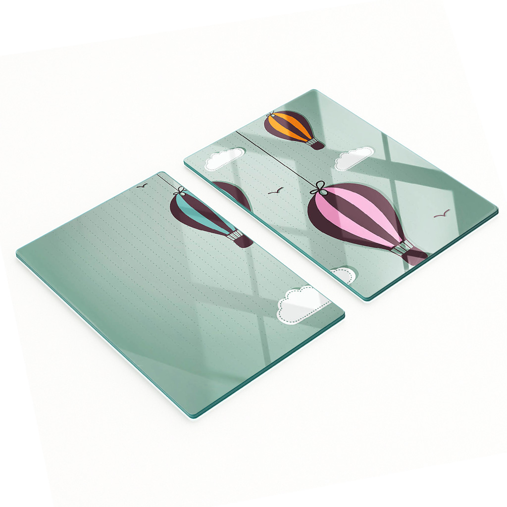 Stilvolle Und Robuste Glasplatten Mit Ballonmotiv, 2 X 40 X 52 Cm