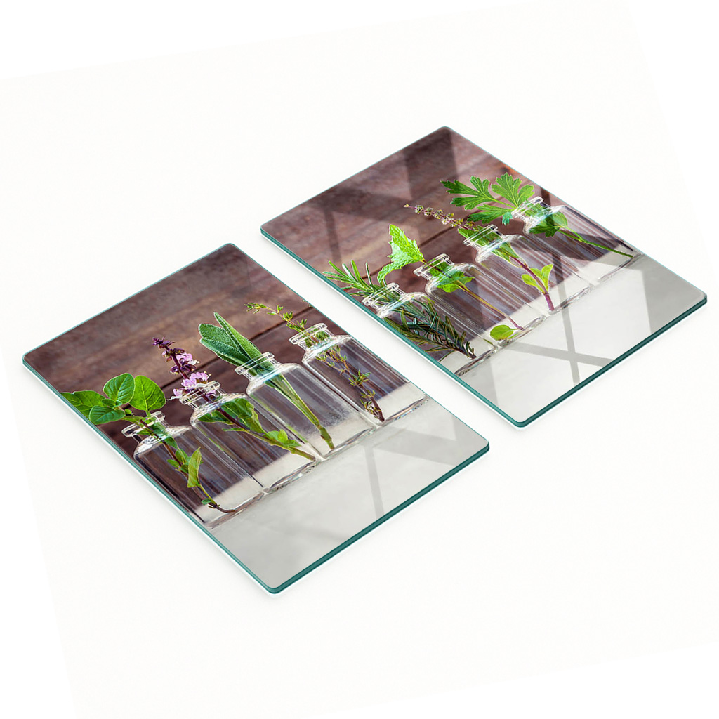 Robuste Und Stilvolle Glasplatten Mit Pflanzenmuster, 2 X 40 X 52 Cm