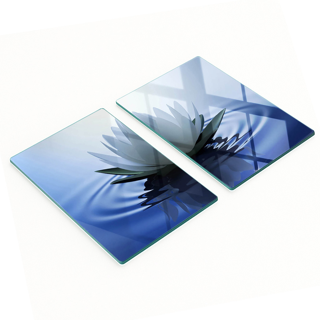 Dekorative, Multifunktionale Glasplatten Aus Gehärtetem Glas, Motiv: Seerose, 2 X 40 X 52 Cm