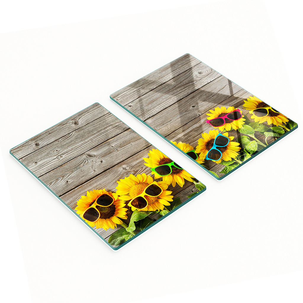 Multifunktionale, Dekorative Küchenplatten Aus Gehärtetem Stahlblech, Sonnenblumenmotiv, 2 X 40 X 52 Cm