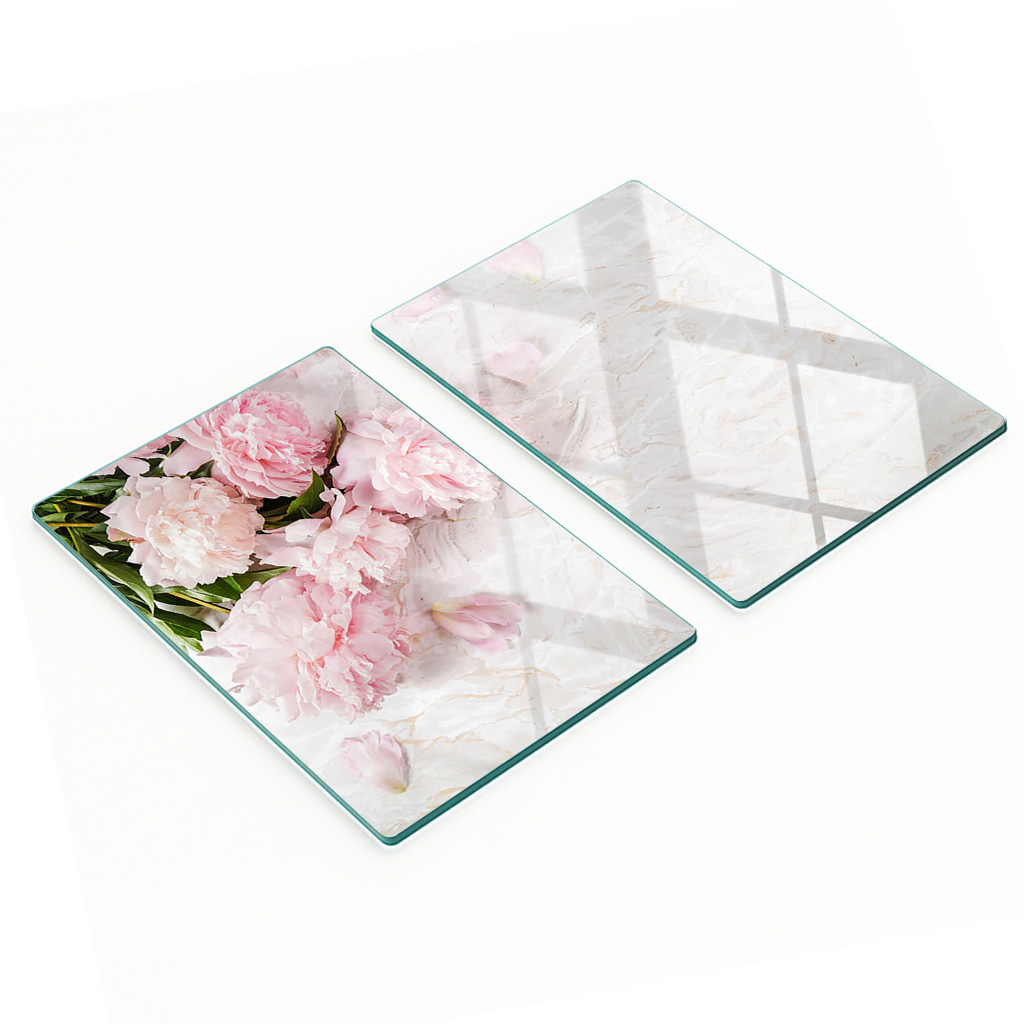 Multifunktionale Dekorative Glasplatten Mit Pfingstrosenmuster, 2 X 40 X 52 Cm